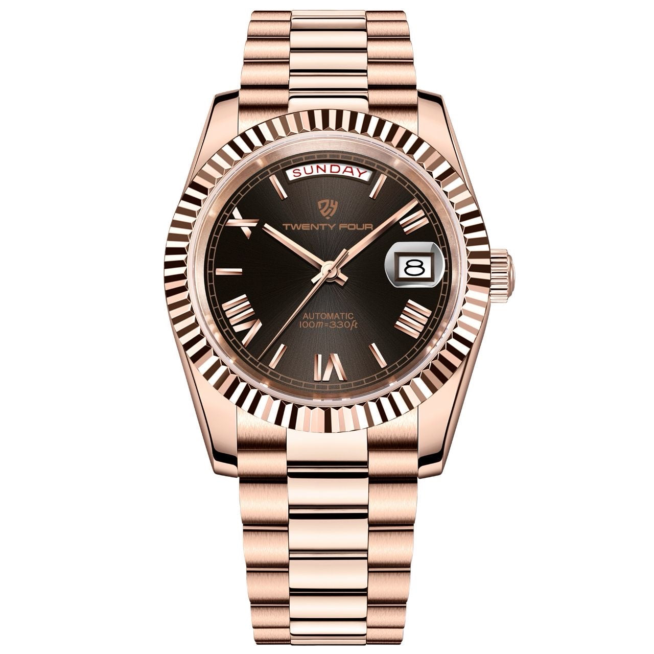 Twenty Four TF-2475 Day Date | Rose Chain | Smokey Dial